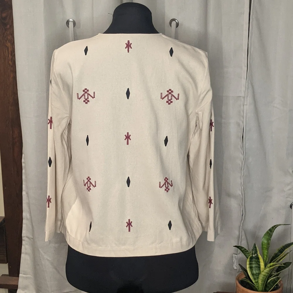 Madewell boho Aztec silk blouse Small